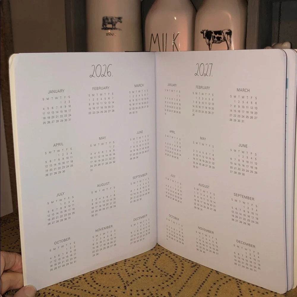 Rae Dunn PLANNER 2027. 17 Month Planner with Pink Bow and Flowers Design